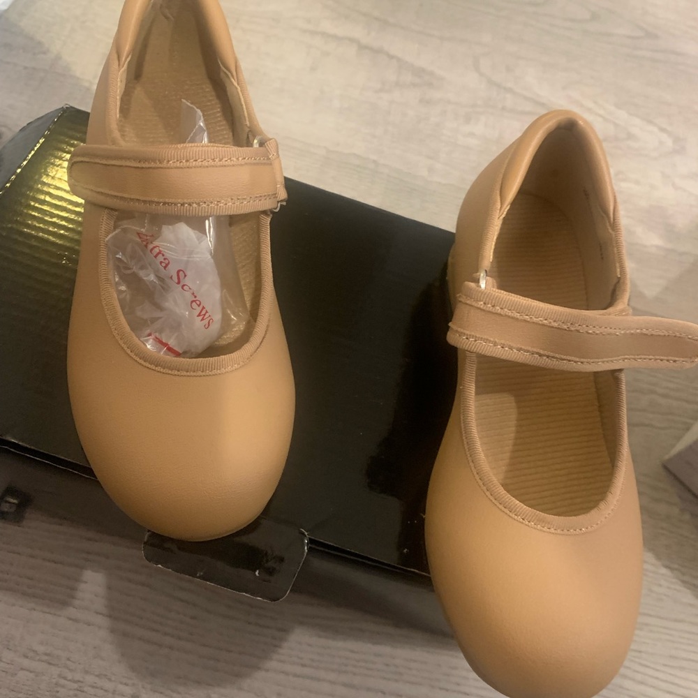 Tan color tap shoes